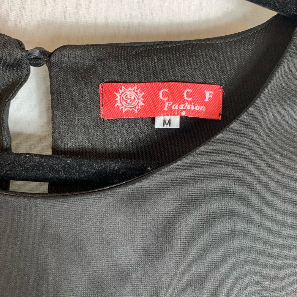 Ccf Black Sleeveless Round Neck Patchwork Dress M - image 3